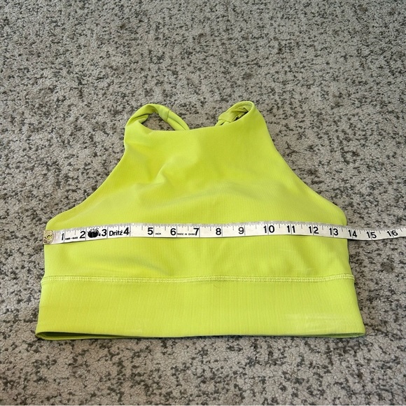 Lululemon Wasabi Green Energy High-Neck Longline Ribbed Padded Sports Bra Size 8 - Picture 5 of 7